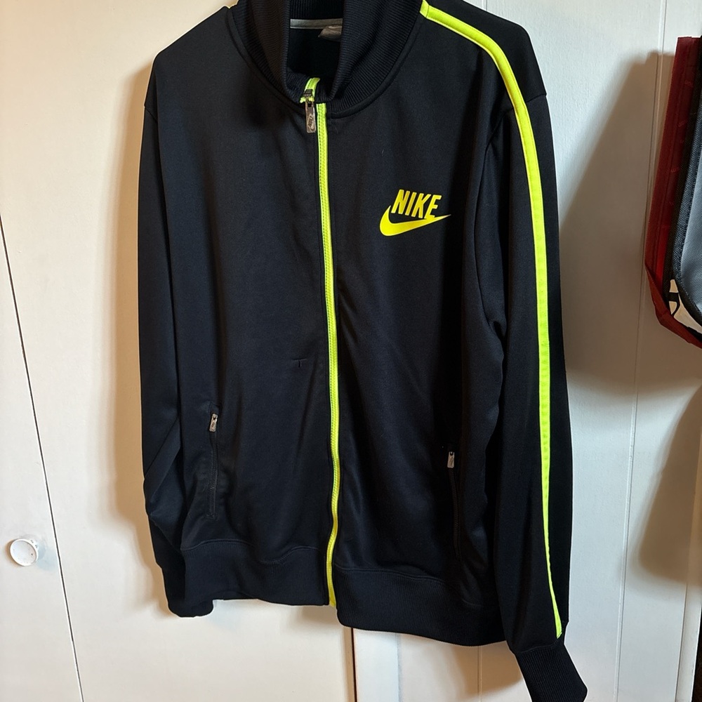 Nike Men's Black Windbreaker with Neon Accents